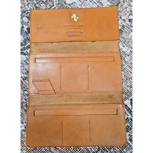 ABLE Debre Leather Trifold Wallet Tan Unisex Minimalist Everyday Preowned